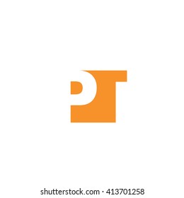 PT Logo. Vector Graphic Branding Letter Element. White Background