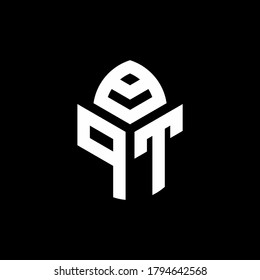 Logo de monograma PT con forma de ciprés plantilla de diseño de estilo lujoso