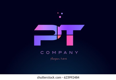 pt p t creative color blue background pink purple blue magenta alphabet letter company logo vector icon design