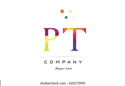 pt p t  creative rainbow colors colored alphabet company letter logo design vector icon template