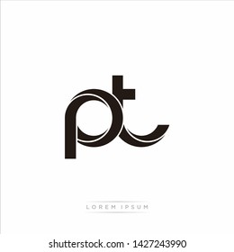 pt p t Initial Letter Split Lowercase Modern Monogram linked outline rounded logo