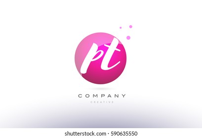 pt p t  sphere pink 3d alphabet company letter combination logo hand writting written design vector icon template 
