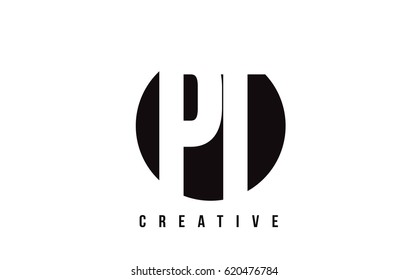 PT P T White Letter Logo Design with Circle Background Vector Illustration Template.