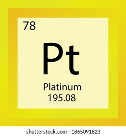 Pt Platinum Chemical Element Periodic Table. Single element vector illustration, transition metals element icon with molar mass and atomic number for laboratory, science or chemistry education.