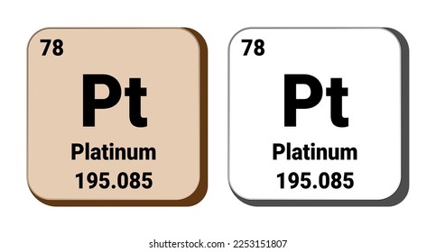 Pt, Platinum element vector icon, periodic table element. Vector illustration EPS 10 File. Isolated on white background.