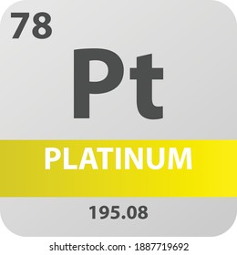 Pt Platinum Transition metal Chemical Element Periodic Table. Single vector illustration, colorful clean style Icon with molar mass and atomic number for Lab, science or chemistry education.