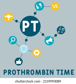 PT - Antecedentes del concepto médico del tiempo de protrombina. concepto de ilustración vectorial con palabras clave e iconos. ilustración con iconos para banner web, volante, página de inicio 