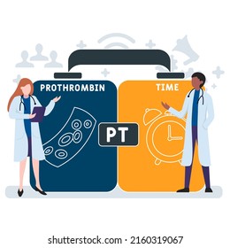 PT -  Prothrombin Time medical concept background. vector illustration concept with keywords and icons. lettering illustration with icons for web banner, flyer, landing pag 