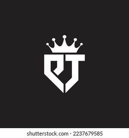 PT or TP logo monogram symbol shield with crown shape design vector