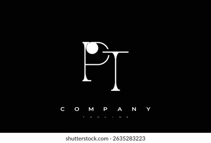 PT Typography Logo Design. Stylish monogram design depiction featuring the letters P and T combined in an artistic signature style, delivering a unique and creative visual representation.