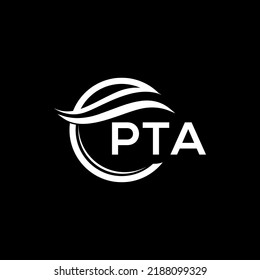 PTA letter logo design on black background. PTA creative circle logo. PTA initials  letter logo concept. PTA letter design.