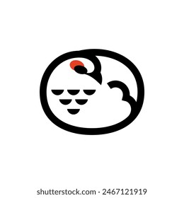 ptarmigan, bird Japanese vector symbol design