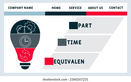 PTE - Part time equivalen acronym. business concept background.  vector illustration concept with keywords and icons. lettering illustration with icons for web banner, flyer, landing