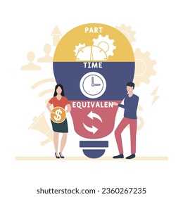 PTE - Part time equivalen acronym. business concept background.  vector illustration concept with keywords and icons. lettering illustration with icons for web banner, flyer, landing