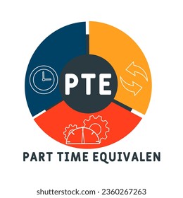 PTE - Acrónimo equivalente a tiempo parcial. fondo de concepto de negocio.  concepto de ilustración vectorial con palabras clave e iconos. ilustración con iconos para banner web, volante, aterrizaje