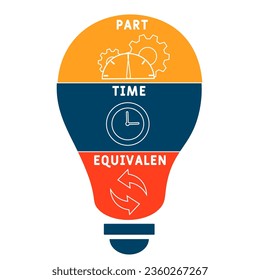 PTE - Part time equivalen acronym. business concept background.  vector illustration concept with keywords and icons. lettering illustration with icons for web banner, flyer, landing