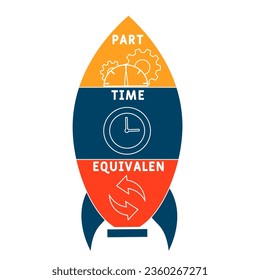 PTE - Acrónimo equivalente a tiempo parcial. fondo de concepto de negocio.  concepto de ilustración vectorial con palabras clave e iconos. ilustración con iconos para banner web, volante, aterrizaje