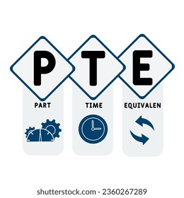 PTE - Acrónimo equivalente a tiempo parcial. fondo de concepto de negocio.  concepto de ilustración vectorial con palabras clave e iconos. ilustración con iconos para banner web, volante, aterrizaje