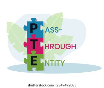PTE, Pass-Through Entity acronym. Concept with keywords, people and icons. Flat vector illustration. Isolated on white background.
