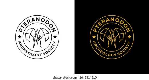 Pteranodon Archeology Society Logo. Pterodactyl Geometric Style Icon Symbol.