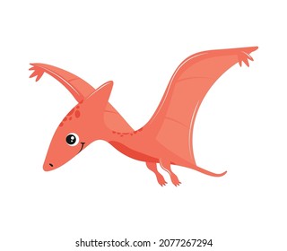 pteranodon cute dinosaur icon flat