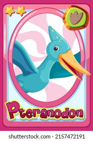 Pteranodon dinosaur cartoon card illustration