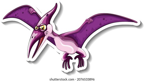 Pteranodon dinosaur cartoon character sticker illustration