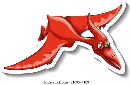 Pteranodon dinosaur cartoon character sticker illustration