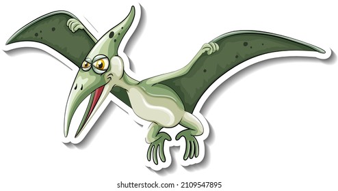 Pteranodon dinosaur cartoon character sticker illustration