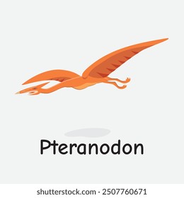 Pteranodon Dinosaur Vector Illustration with Flying Reptile