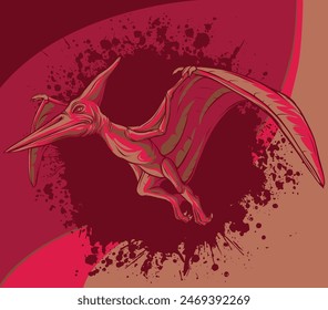 Pteranodon flying dinosaur illustration on white background