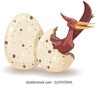 Pteranodon hatching from egg illustration