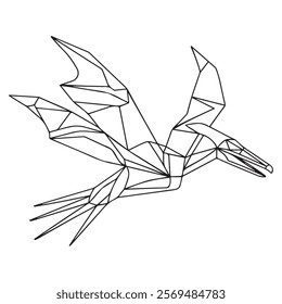 Pteranodon line art vector drawing
