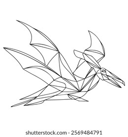 Pteranodon line art vector drawing
