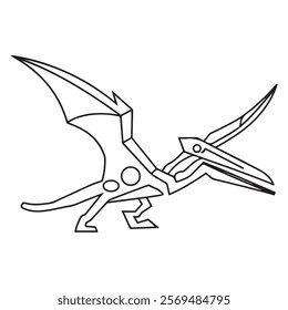 Pteranodon line art vector drawing
