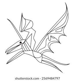 Pteranodon line art vector drawing
