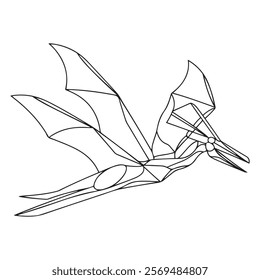 Pteranodon line art vector drawing
