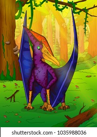 Pteranodon on the background of forest