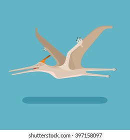 Pteranodon. Pterodactyl icon. Prehistoric carnivore dinosaur. Extinct animal. Jurassic monster trendy flat vector illustration.