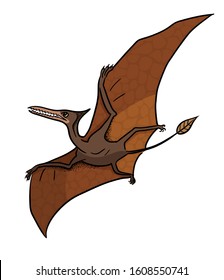 Pteranodon pterosaur dinosaur vector illustration in cartoon style.