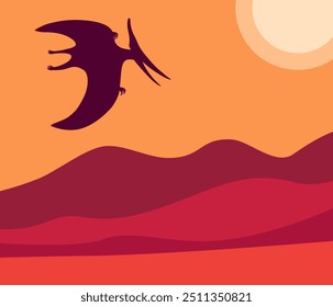 Pteranodon, vector illustration with flying dinosaur