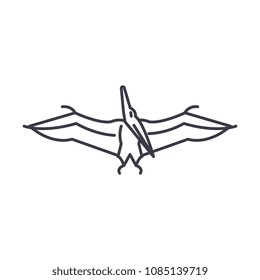 pteranodon vector line icon, sign, illustration on background, editable strokes