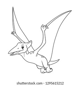 Little Pterodactyl Cartoon Illustration Bw Stock Vector (Royalty Free ...