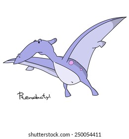 Pterodactyl. Cartoon dinosaur characters series.
