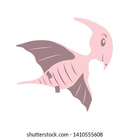 Pterodactyl cartoon dinosaur. Cute funny illustration of Pterodactyl. Vector illustration