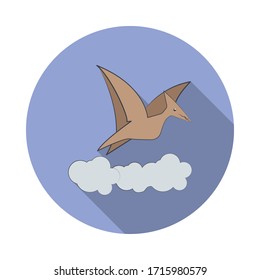 Pterodactyl Cartoon Long Shadow Icon. Simple Color Vector Of Prehistoric Icons For Ui And Ux, Website Or Mobile Application