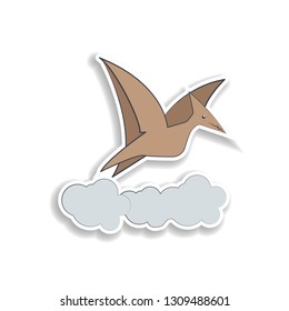 pterodactyl cartoon sticker icon. Elements of Prehistoric in color icons. Simple icon for websites, web design, mobile app, info graphics