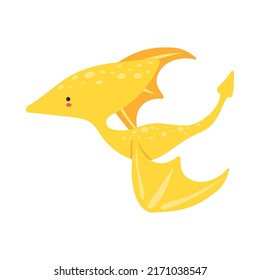 Pterodactyl Clipart Character Design. Adorable Clip Art Dinosaur. Vector Illustration of a Pterodactyl for Prints for Clothes, Stickers, Baby Shower Invitation. 