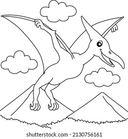 Pterodactyl Coloring Page for Kids