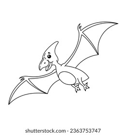 pterodactyl contour, vector pterodactyl icon, coloring book for kids dinosaurs